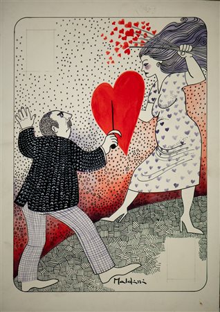 MALDINI GIULIANA - 2 DI CUORI - CARTA DA GIOCO PER LE NUVOLE PARLANTI.