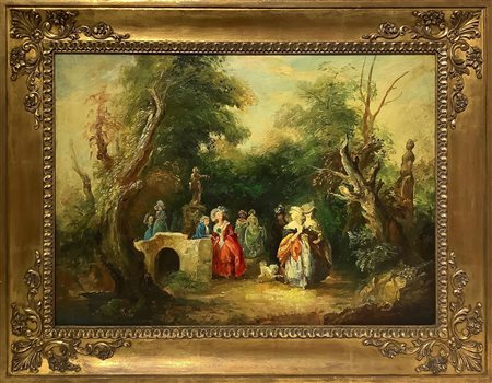 Scena conviviale nello stile settecentesco, 19°  secolo