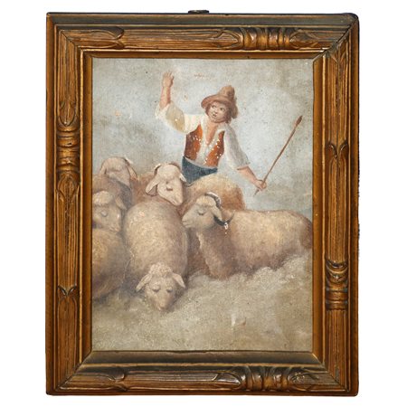 Gregge di pecore con pastore