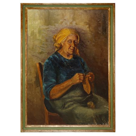 Donna che lavora ai ferri la lana