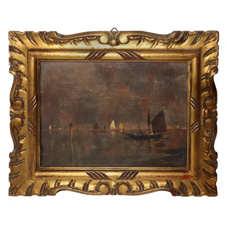 Paride  Pozzato (Rovigo 1899 - Venezia 1971)  - Marina con barche