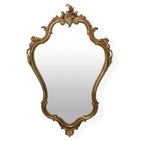 Specchiera con cornice in legno dorato con cimasa