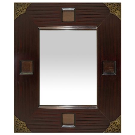 Specchiera in legno con bronzi applicati ai 4 lati