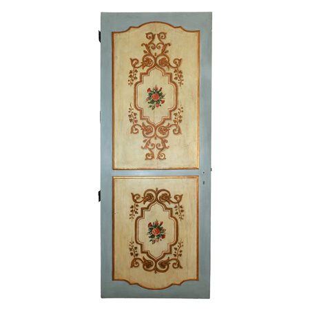 Porta laccata, in stile XVIII secolo, dipinta con fregi e ghirlande