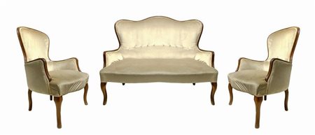 Salotto composto da divanetto e due poltrone, primi 20°  secolo