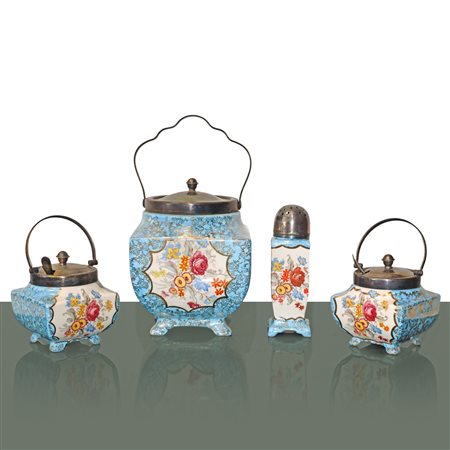 Alice Blue  England - Set vintage da te in porcellana azzurra con decori floreali