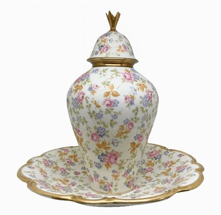 Poutiche con sottopiatto in porcellana Lindner Bavaria