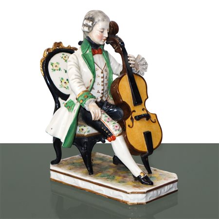 Capodimonte - Suonatore di clavicembalo, piccola statua in porcellana di Capodimonte