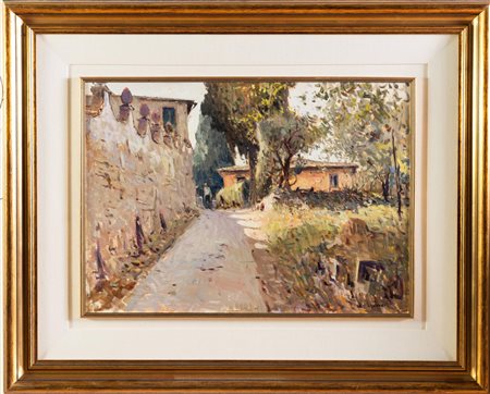 Osvaldo Curandai (Firenze 1931 - Rignano 2019), "Vecchia fattoria toscana (Prov. di Lucca)", 1975.