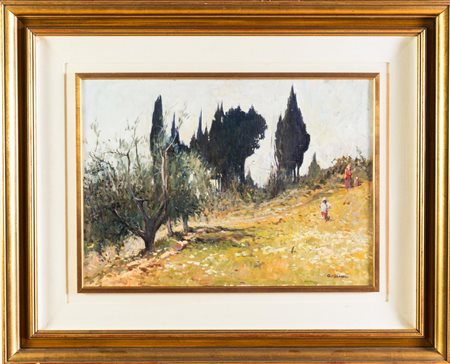 Osvaldo Curandai (Firenze 1931 - Rignano 2019), "Passeggiata al prato".