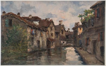 Giuliano Amadori (Bologna 1883 - 1972), "Il vecchio canale Reno a Bologna", 1935.