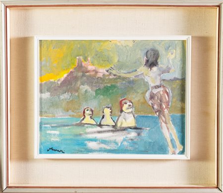 Mino Maccari (Siena 1898 - Roma 1989), "Donne al bagno"