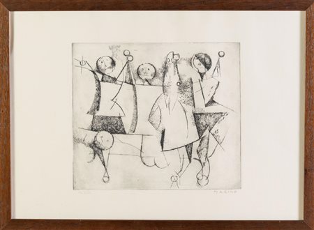 Marino Marini (Pistoia 1901 - Viareggio 1980), "Gioco di Arlecchini", 1970.
