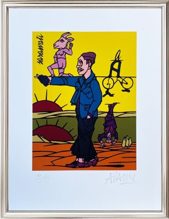 Valerio Adami, "Sarasvati", 2010, Litografia su carta, Edizione 11/15 cm 32 × 24