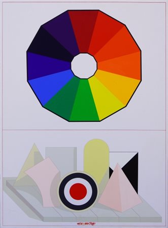 Lucio del Pezzo, Senza titolo, 1975, Serigrafia multistrato su compensato....