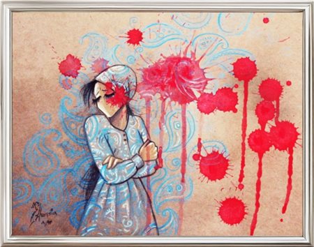 Shamsia Hassani, Senza titolo (Sangue), 2024, stampa giclée su carta MOABP...