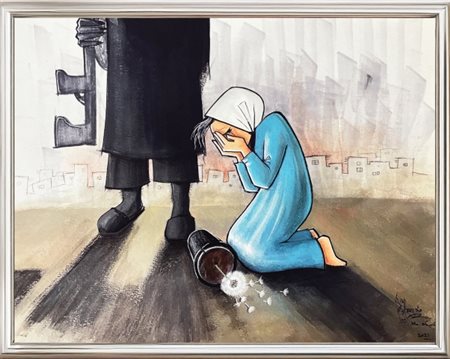 Shamsia Hassani, Senza titolo (Lacrime), 2023, stampa giclée su carta MOABP...