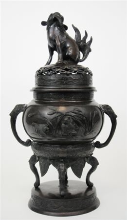 Brucia incenso giapponese in bronzo, periodo Meiji, XIX/XX secolo. Splendido...