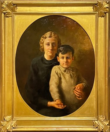 Dipinto raffigurante una donna con un bambino, XX secolo. Particolarissimo...