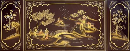 Dipinto su legno, XX secolo Dipinto ottenuto dall'assemblaggio di tre parti...