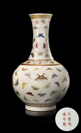 Vaso a bottiglia, shanping, in porcellana, decorato nei colori della Famiglia...