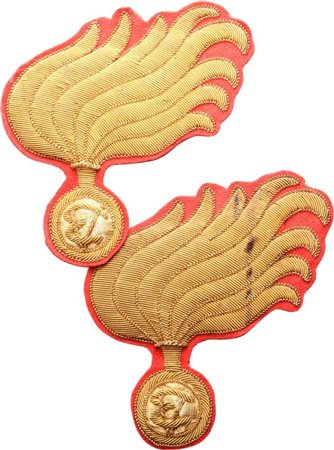  
CCRR, Coppia di grandi fiamme per drappella prima metà XX sec.
 110x130 mm