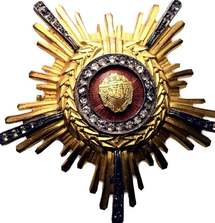  
Romania, Repubblica Popolare, Ordine della Stella della Repubblica Popolare di Romania, prima classe, secondo tipo seconda metà XX sec.
 60x60 mm