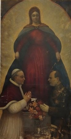  
Allegoria dei Patti Lateranensi, dipinto su tela prima metà XX sec.
 90 x180 cm