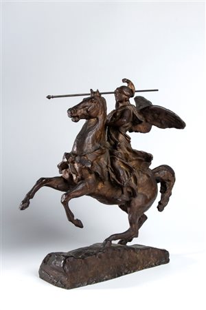  
Allegoria della Vittoria a cavallo primo quarto XX sec.
fusione di bronzo a cera persa 40x40 cm