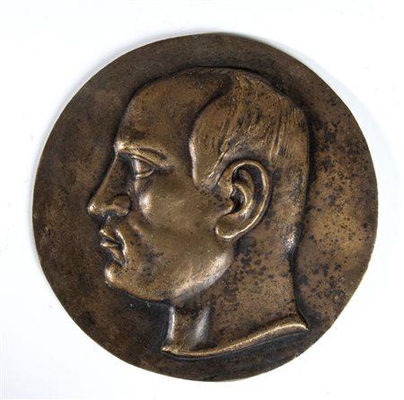 
Bassorilievo in bronzo raffigurante Benito Mussolini prima metà XX sec.
 