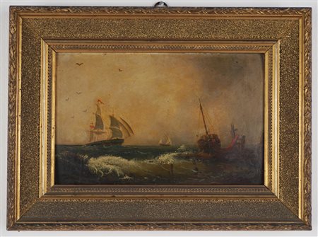 Scuola italiana del XIX secolo - Marina in burrasca