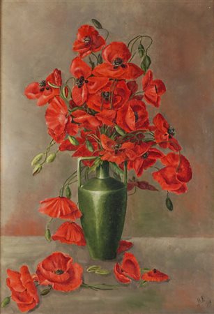 Scuola europea, inizi del XX secolo - Vaso di papaveri, 1908
