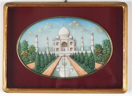 Scuola indiana prima metà secolo XX - Veduta del Taj Mahal
