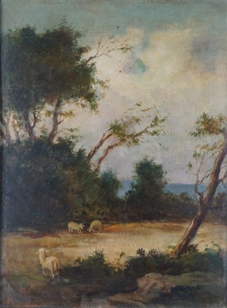 Anonimo di inizio XX secolo - Paesaggi boschivi con pecore