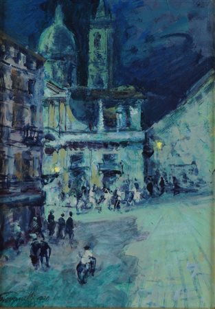 Giovannetti (Correggio 1898 - Milano 1978)  - Vecchia Milano - Notturno, 1930