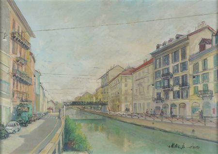 Bruno Milic - Scorcio del naviglio a Milano, 1971