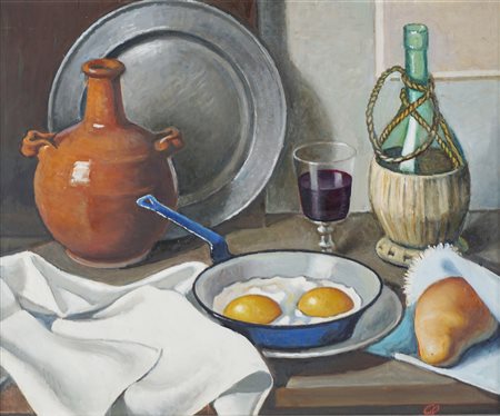 Nino Leonardi - Natura Morta con tegamino di uova