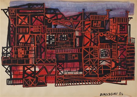 Marco Biassoni (Genova 1930 - Milano 2002)  - Struttura industriale, 1954