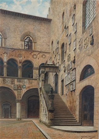 Giulia Cecchi (secolo XIX)  - Scalinata nel cortile del Bargello