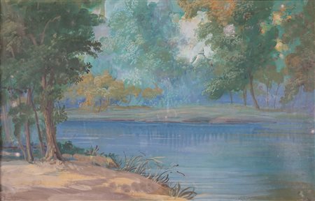 Anonimo di inizio XX secolo - Laghetto nel bosco