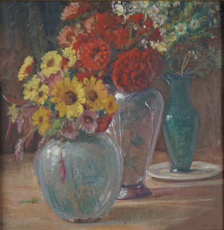 Anonimo di inizio XX secolo - Natura morta con vasi e fiori
