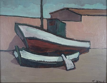 Anonimo seconda metà secolo XX - Barche sulla spiaggia