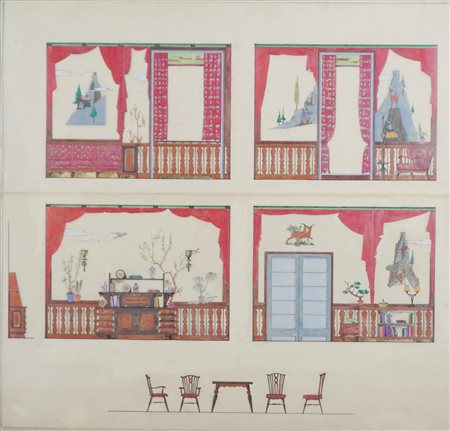 Anonimo di inizio XX secolo - Studi per interni, Around 1920