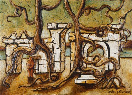 Anonimo seconda metà secolo XX - Alberi e rovine, 1971