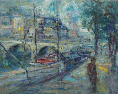 Anonimo seconda metà secolo XX - Lungosenna a Parigi, 1985