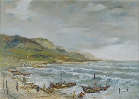 Luigi Benevento (1904 - 1992)  - Pescatori al rientro