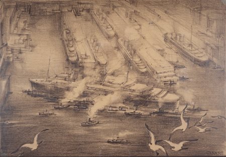 Giulio Cisari (Como 1892 - Milano 1979)  - Il porto