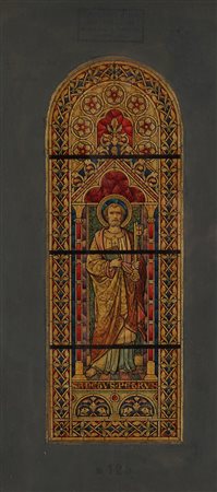 Anonimo di inizio XX secolo - Studio di vetrata raffigurante San Pietro