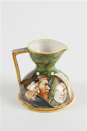 Angelo Minghetti (Bologna, 1822 - Bologna, 1885) 
Versatoio con figure  XX secolo
 Cm 11x11x10