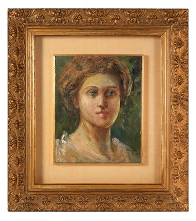 Emilio Gola (Milano, 1851 - Milano, 1923) 
“Volto di fanciulla” 
Olio su tela Cm 33,5x27